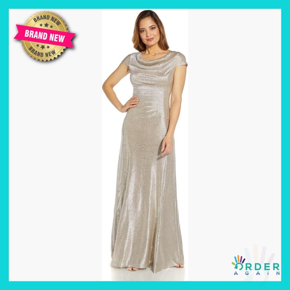 Metallic Formal Gown Elegant Mermaid Silhouette Floor Length Evening Dress